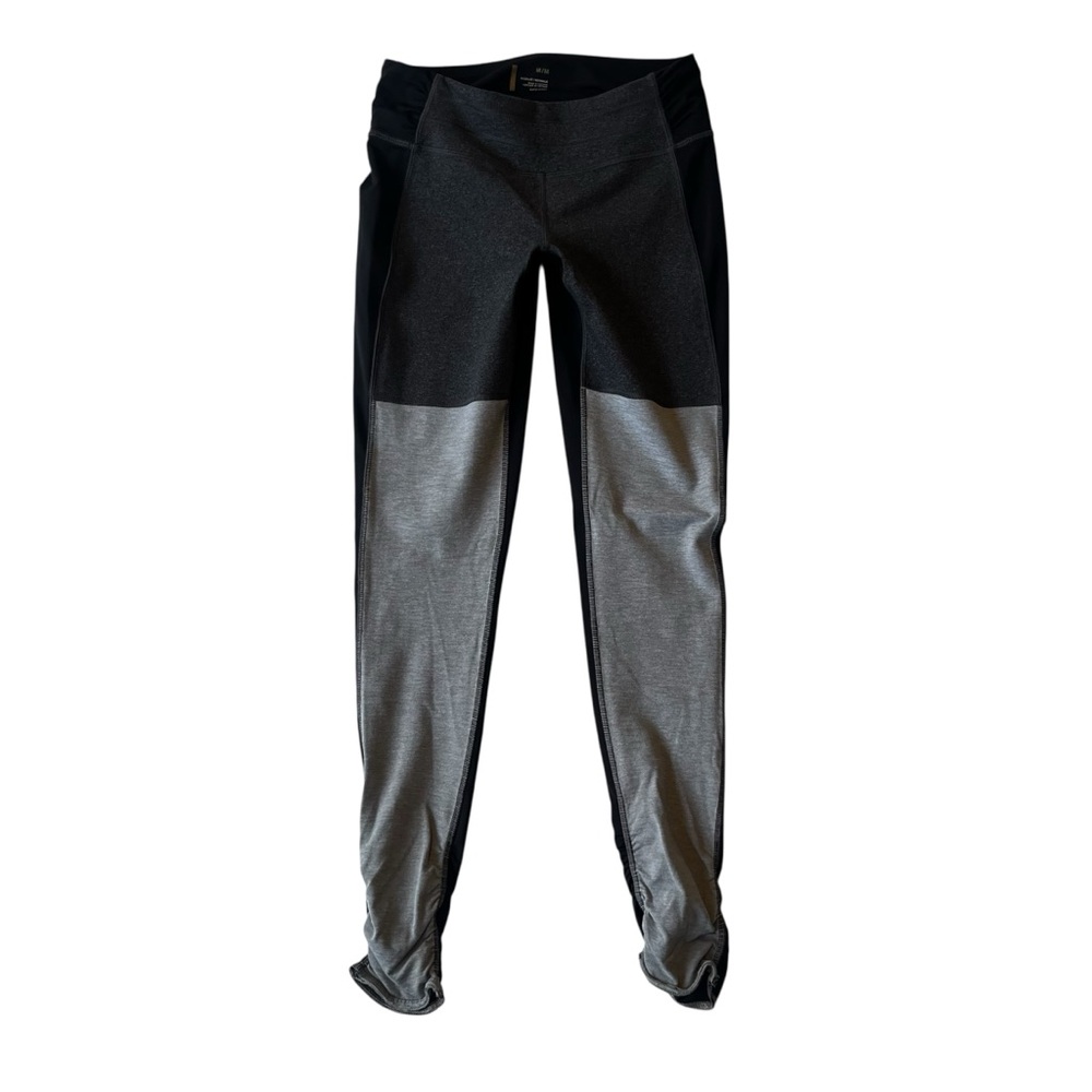 Lucy Colorblock leggings Medium Black gray Full leg Ruched ankle Womens Yoga
